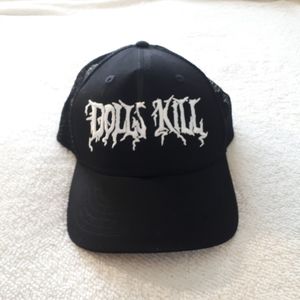 Dolls Kill logo black trucker hat
